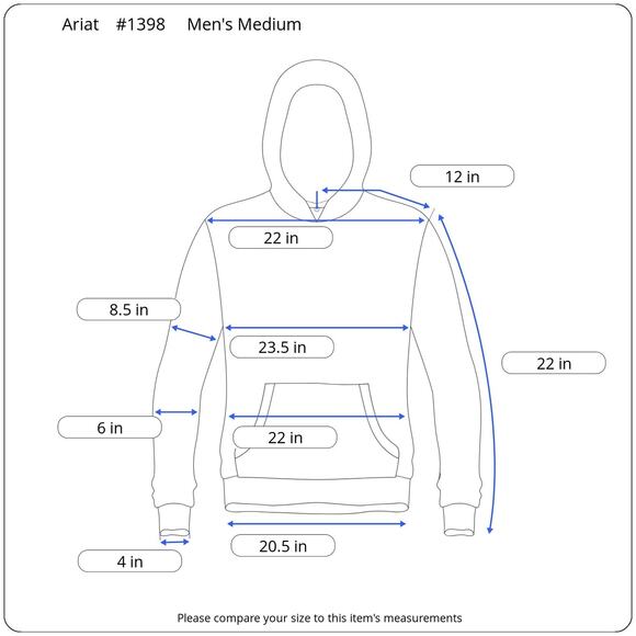 Ariat Hoodie Men’s Medium Pullover Navy Blue Southwest Graphic Logo Ranch Fleece - Picture 13 of 13